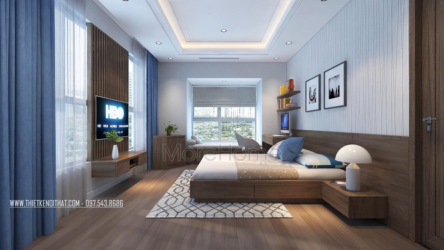 Thiết kế nội thất phòng ngủ chung cư hiện đại N05 Hoàng Đạo Thúy